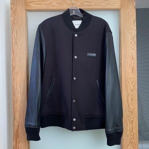 Men’s Coach Peced Black Leather Varsity Jacket Size 52 / Large